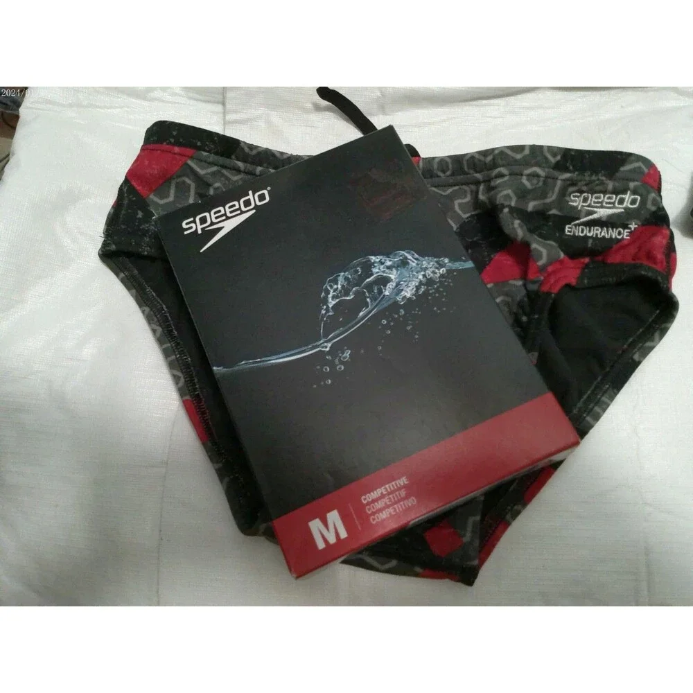 Speedo Men's Swim Brief Size 30 Ruse Blocks Brief Speedo Red NIB Endurance+